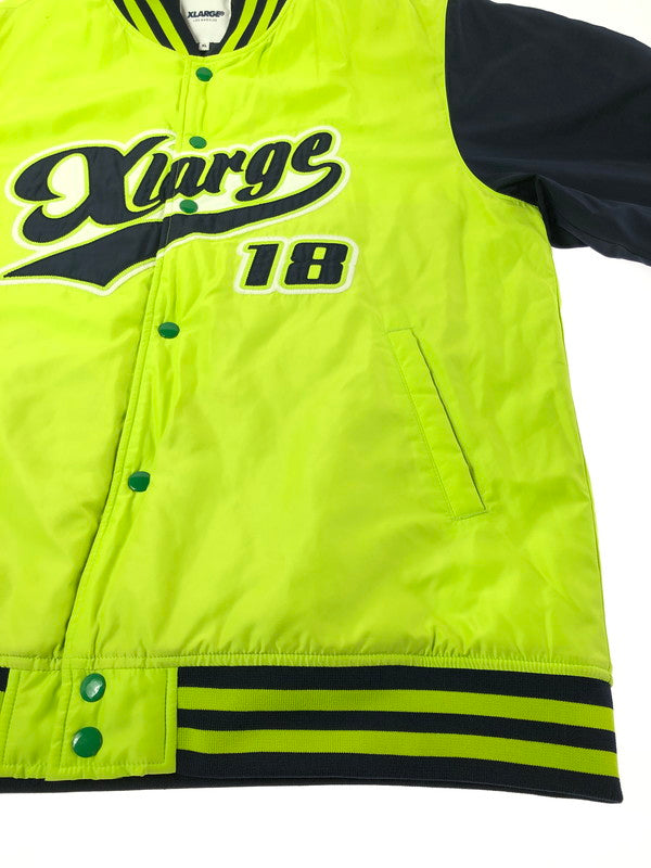 【中古品】【メンズ】 XLARGE エクストララージ SCRIPT LOGO VARSITY PUFF JACKET 01183510 スクリプト ロゴ バーシティー ジャケット アウター 142-260930-rt-11-tagh サイズ：XL カラー：ライム 万代Net店