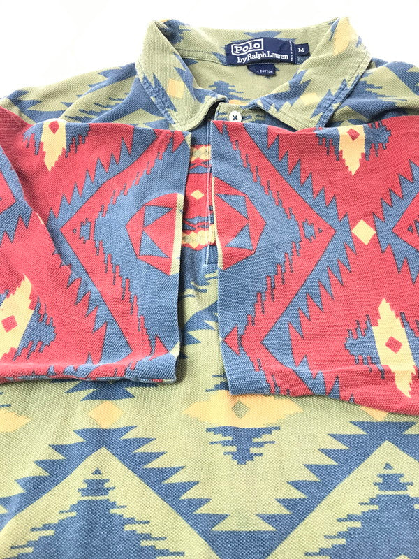 【中古品】【メンズ】 POLO RALPH LAUREN ポロ・ラルフローレン 90's SS POLO SHIRT NATIVE 90年代 ショートスリーブ ポロシャツ 半袖ポロシャツ トップス 146-260924-rt-16-tagh サイズ：M カラー：マルチカラー 万代Net店
