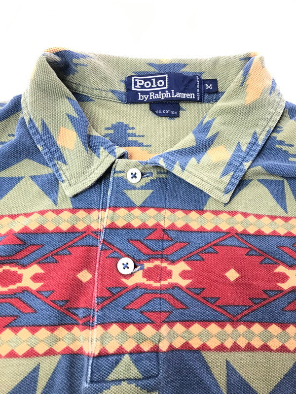【中古品】【メンズ】 POLO RALPH LAUREN ポロ・ラルフローレン 90's SS POLO SHIRT NATIVE 90年代 ショートスリーブ ポロシャツ 半袖ポロシャツ トップス 146-260924-rt-16-tagh サイズ：M カラー：マルチカラー 万代Net店