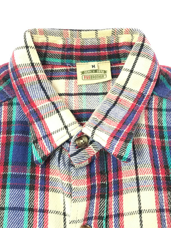 【中古品】【メンズ】 FIVE BROTHER ファイブブラザー 90's WORK FLANNEL SHIRT 90年代 ワーク フランネル シャツ トップス 146-260924-rt-17-tagh サイズ：M カラー：レッド/ブルー 万代Net店