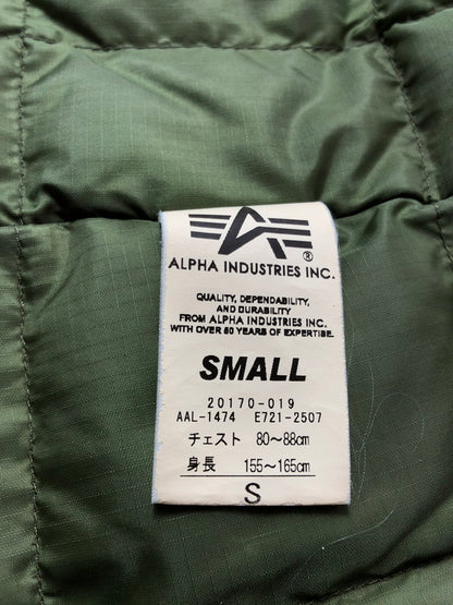 【中古品】【メンズ】 ALPHA INDUSTRIES アルファ HOODED DOWN JACKET OLIVE 20170-019 フーデッド ダウン ジャケット アウター 145-260930-rt-06-tagh サイズ：S カラー：オリーブ 万代Net店