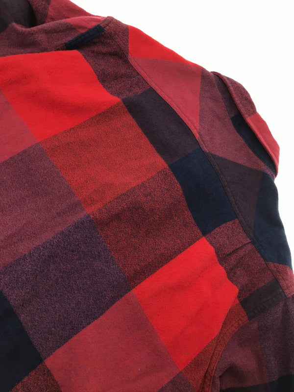 【中古品】【メンズ】 BLUE BLUE ブルーブルー BRUSHED INDIGO BLOCK CHECK WORK SHIRT RED BLUE 1004744 インディゴ ブロック チェック ワーク シャツ 145-260924-rt-41-tagh サイズ：2 カラー：レッドー/ブルー 万代Net店
