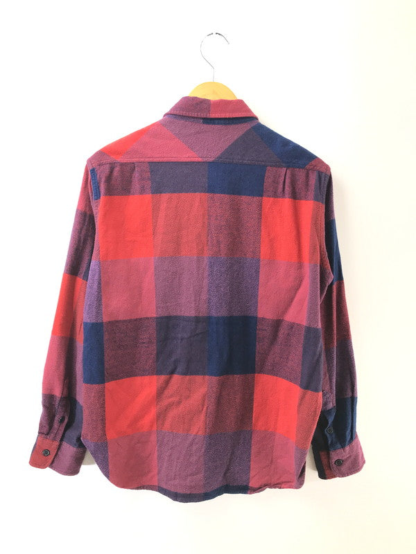 【中古品】【メンズ】 BLUE BLUE ブルーブルー BRUSHED INDIGO BLOCK CHECK WORK SHIRT RED BLUE 1004744 インディゴ ブロック チェック ワーク シャツ 145-260924-rt-41-tagh サイズ：2 カラー：レッドー/ブルー 万代Net店