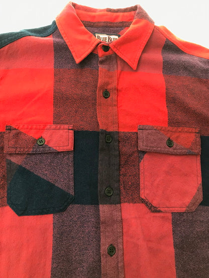 【中古品】【メンズ】 BLUE BLUE ブルーブルー BRUSHED INDIGO BLOCK CHECK WORK SHIRT RED BLUE 1004744 インディゴ ブロック チェック ワーク シャツ 145-260924-rt-41-tagh サイズ：2 カラー：レッドー/ブルー 万代Net店