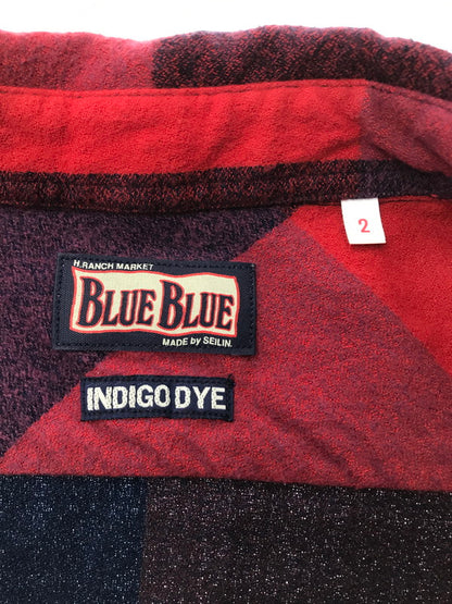 【中古品】【メンズ】 BLUE BLUE ブルーブルー BRUSHED INDIGO BLOCK CHECK WORK SHIRT RED BLUE 1004744 インディゴ ブロック チェック ワーク シャツ 145-260924-rt-41-tagh サイズ：2 カラー：レッドー/ブルー 万代Net店