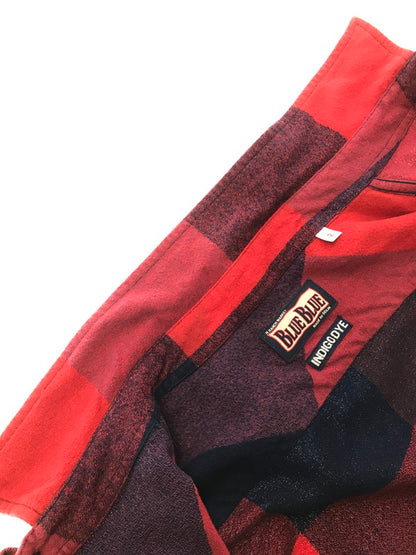 【中古品】【メンズ】 BLUE BLUE ブルーブルー BRUSHED INDIGO BLOCK CHECK WORK SHIRT RED BLUE 1004744 インディゴ ブロック チェック ワーク シャツ 145-260924-rt-41-tagh サイズ：2 カラー：レッドー/ブルー 万代Net店