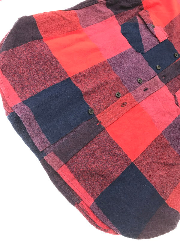 【中古品】【メンズ】 BLUE BLUE ブルーブルー BRUSHED INDIGO BLOCK CHECK WORK SHIRT RED BLUE 1004744 インディゴ ブロック チェック ワーク シャツ 145-260924-rt-41-tagh サイズ：2 カラー：レッドー/ブルー 万代Net店