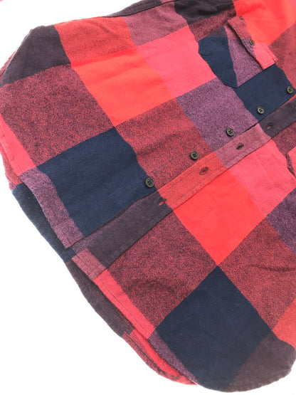 【中古品】【メンズ】 BLUE BLUE ブルーブルー BRUSHED INDIGO BLOCK CHECK WORK SHIRT RED BLUE 1004744 インディゴ ブロック チェック ワーク シャツ 145-260924-rt-41-tagh サイズ：2 カラー：レッドー/ブルー 万代Net店