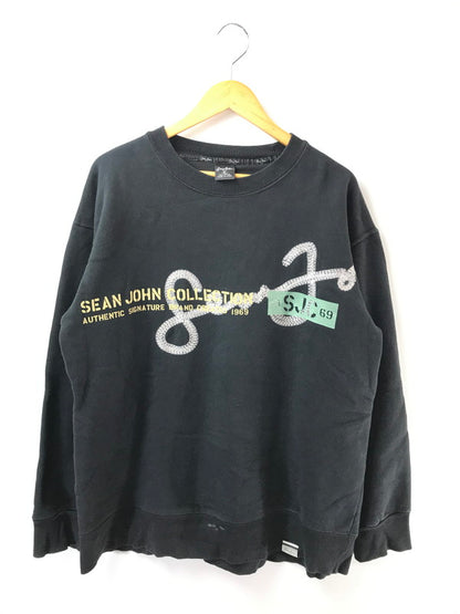 【中古品】【メンズ】 SEAN JOHN ショーンジョン 90's LOGO SWEATSHIRT BLACK 90年代 ロゴ スウェット シャツ 韓国製 トレーナー トップス 142-260924-rt-23-tagh サイズ：XL カラー：ブラック 万代Net店