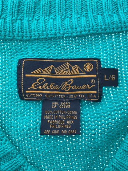 【中古品】【メンズ】 EDDIE BAUER エディー・バウアー 90’S VNECK KNIT SWEATER 90年代 Vネック ニット セーター 146-261005-na-35-tagh サイズ：L カラー：グリーン 万代Net店