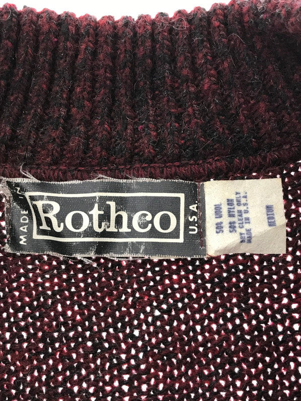 【中古品】【メンズ】 ROTHCO ロスコ 80S HENLEYNECK WOOL KNIT SWEATER USA製 80年代 ヘンリーネック ウール ニット セーター 146-261005-na-36-tagh サイズ：M カラー：バーガンディー系 万代Net店