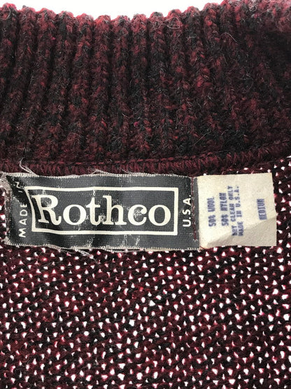 【中古品】【メンズ】 ROTHCO ロスコ 80S HENLEYNECK WOOL KNIT SWEATER USA製 80年代 ヘンリーネック ウール ニット セーター 146-261005-na-36-tagh サイズ：M カラー：バーガンディー系 万代Net店