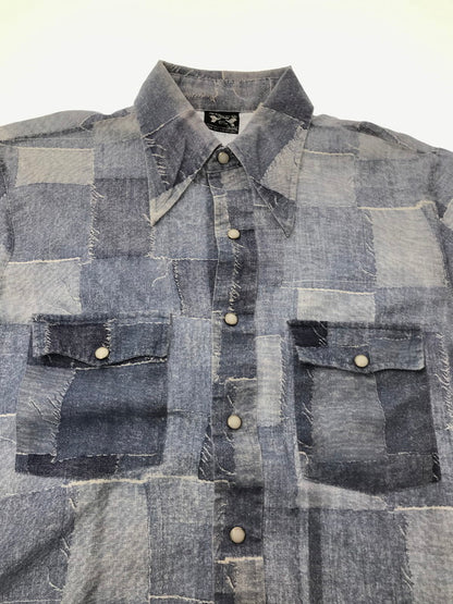 【中古品】【メンズ】 SEARS シアーズ HANDS OFF 70's PATCHWORK PRINT LS SHIRT 70年代 パッチーワーク プリント ロングスリーブ シャツ トップス 146-260924-rt-30-tagh サイズ：M カラー：ブルー 万代Net店