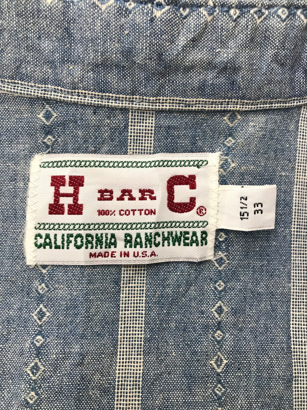 【中古品】【メンズ】 H BAR C エイチ バー シー 90's L/S CHAMBRAY WESTERN SHIRT USA製 90年代 シャンブレー ウエスタン シャツ トップス 146-260924-rt-29-tagh サイズ：108.5 カラー：ブルー 万代Net店
