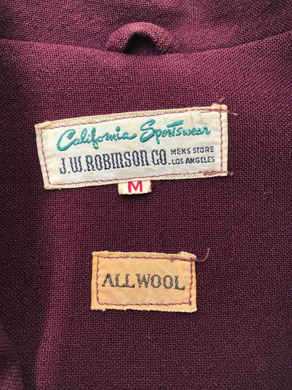 【現状渡し品】【メンズ】 CALIFORNIA SPORTSWEAR J.W.ROBINSON カルフォルニア スポーツウェア ロビンソンン L/S WOOL PULLOVER SHIRT プルオーバー シャツ トップス 146-260924-rt-28-tagh サイズ：M カラー：バーガンディ 万代Net店