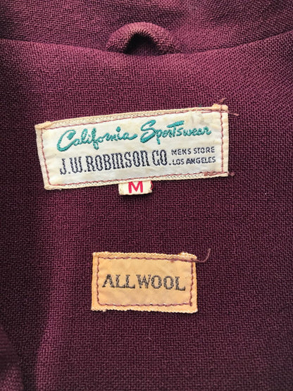 【現状渡し品】【メンズ】 CALIFORNIA SPORTSWEAR J.W.ROBINSON カルフォルニア スポーツウェア ロビンソンン L/S WOOL PULLOVER SHIRT プルオーバー シャツ トップス 146-260924-rt-28-tagh サイズ：M カラー：バーガンディ 万代Net店