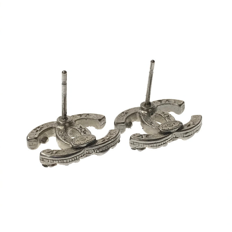 【中古品】【レディース】 CHANEL シャネル LINE STONE CC MARK PIERCE フランス製 A15P刻印 ラインストーン ココマーク ピアス アクセサリー 182-260928-na-09-tagh カラー：シルバー 万代Net店
