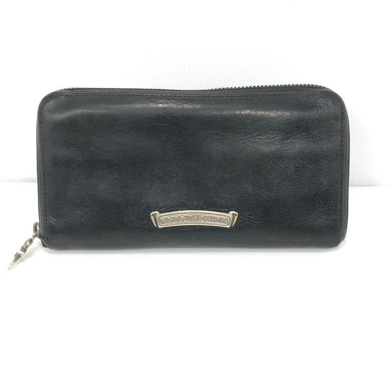 【中古品】【メンズ】 CHROME HEARTS クロムハーツ REC F ZIP#2 SCRL LABEL ブラックレザー プレーン スクロールラベル ウォレット 長財布 190-261030-rt-04-tagh カラー：ブラック 万代Net店