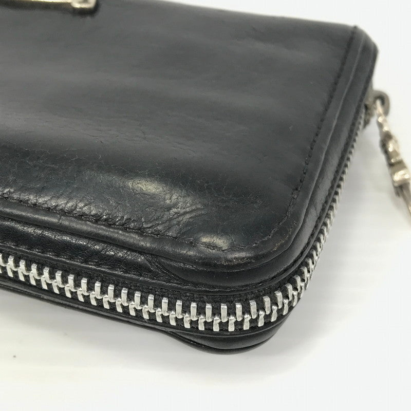 【中古品】【メンズ】 CHROME HEARTS クロムハーツ REC F ZIP#2 SCRL LABEL ブラックレザー プレーン スクロールラベル ウォレット 長財布 190-261030-rt-04-tagh カラー：ブラック 万代Net店
