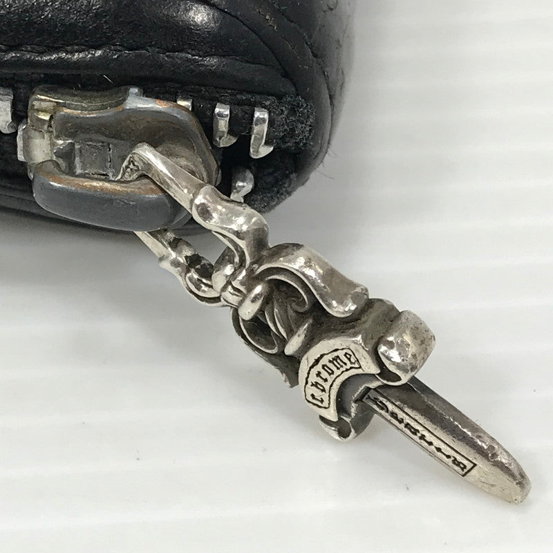 【中古品】【メンズ】 CHROME HEARTS クロムハーツ REC F ZIP#2 SCRL LABEL ブラックレザー プレーン スクロールラベル ウォレット 長財布 190-261030-rt-04-tagh カラー：ブラック 万代Net店