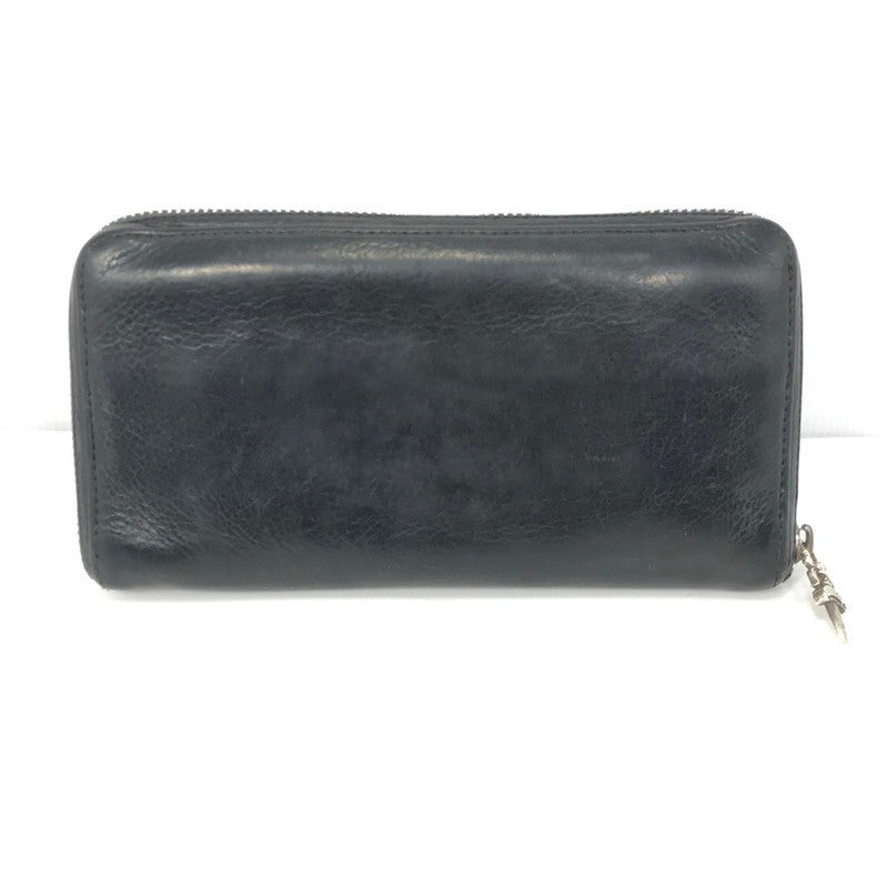 【中古品】【メンズ】 CHROME HEARTS クロムハーツ REC F ZIP#2 SCRL LABEL ブラックレザー プレーン スクロールラベル ウォレット 長財布 190-261030-rt-04-tagh カラー：ブラック 万代Net店