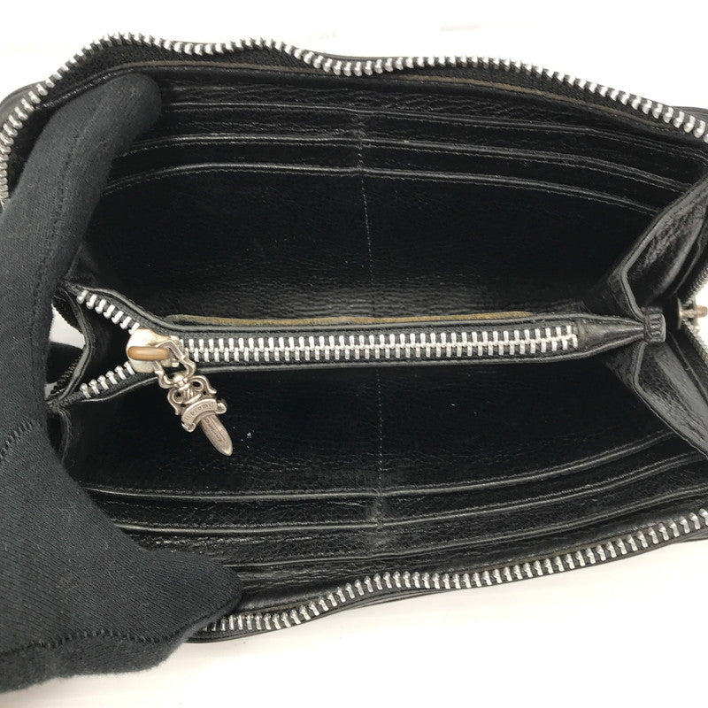 【中古品】【メンズ】 CHROME HEARTS クロムハーツ REC F ZIP#2 SCRL LABEL ブラックレザー プレーン スクロールラベル ウォレット 長財布 190-261030-rt-04-tagh カラー：ブラック 万代Net店