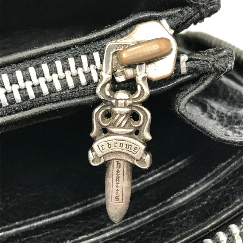 【中古品】【メンズ】 CHROME HEARTS クロムハーツ REC F ZIP#2 SCRL LABEL ブラックレザー プレーン スクロールラベル ウォレット 長財布 190-261030-rt-04-tagh カラー：ブラック 万代Net店