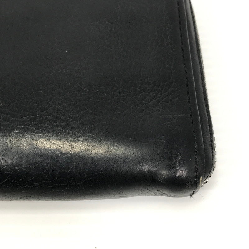 【中古品】【メンズ】 CHROME HEARTS クロムハーツ REC F ZIP#2 SCRL LABEL ブラックレザー プレーン スクロールラベル ウォレット 長財布 190-261030-rt-04-tagh カラー：ブラック 万代Net店