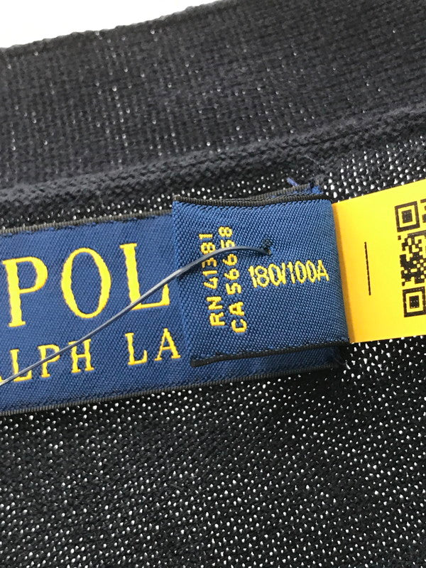 【中古美品】【メンズ】 POLO RALPH LAUREN ポロ・ラルフローレン V NECK CARDIGAN 710890562001 Vネック カーディガン 147-261005-na-32-tagh サイズ：L カラー：ネイビー 万代Net店