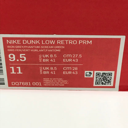 【中古美品】【メンズ】 NIKE ナイキ DUNK LOW RETRO PREMIUM DQ7681-001 ダンク ロー レトロ プレミアム スニーカー 靴 160-261003-na-15-tagh サイズ：27.5cm US 9.5 カラー：IRON GREY/PHANTOM-SCREAM GREEN 万代Net店