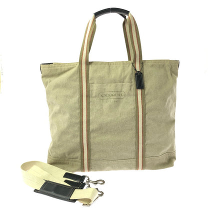 【中古品】【メンズ】 COACH コーチ 2WAY CANVAS TOTE BAG F70406 ツーウェイ キャンバス トートバッグ 鞄 カバン 180-261015-ty-10-tagh カラー：カーキ 万代Net店