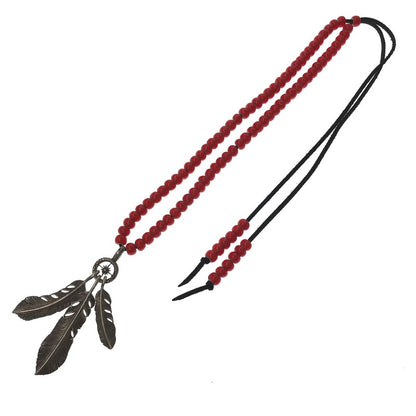 【中古品】【メンズ】 SAAD サード SV925 CUSTOM FEATHER BEADS NECKLACE カスタム フェザー ビーズ ネックレス アクセサリー 191-260928-na-03-tagh カラー：レッド/シルバー/ブラック 万代Net店