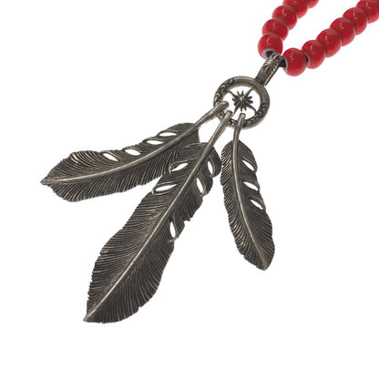 【中古品】【メンズ】 SAAD サード SV925 CUSTOM FEATHER BEADS NECKLACE カスタム フェザー ビーズ ネックレス アクセサリー 191-260928-na-03-tagh カラー：レッド/シルバー/ブラック 万代Net店