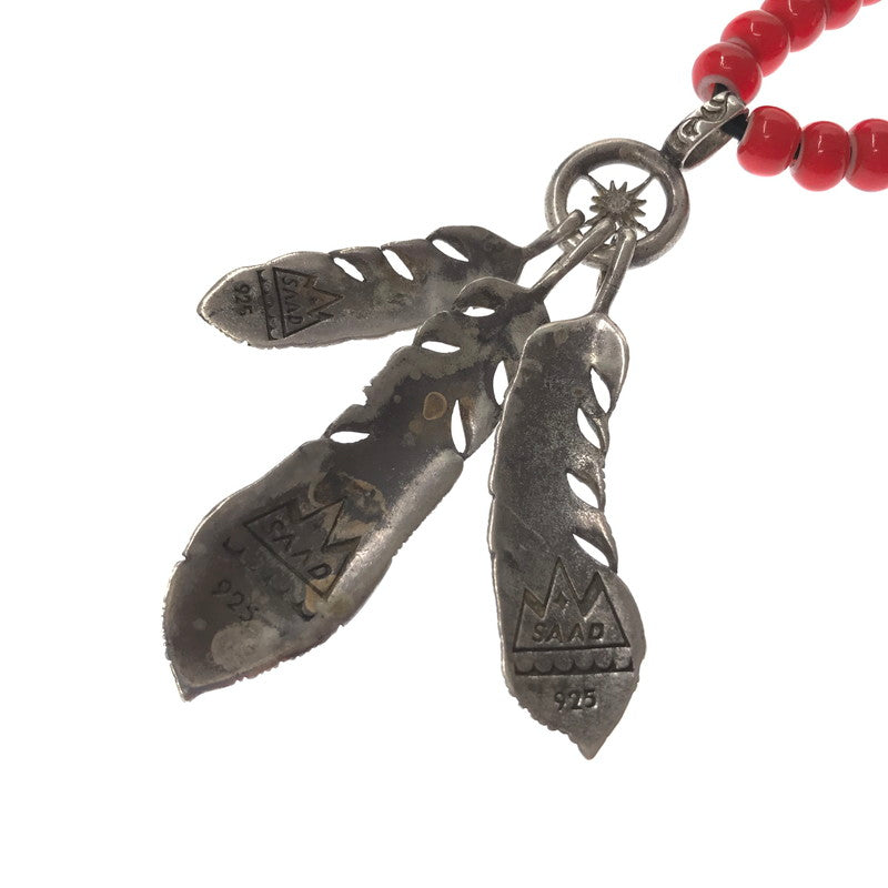 【中古品】【メンズ】 SAAD サード SV925 CUSTOM FEATHER BEADS NECKLACE カスタム フェザー ビーズ ネックレス アクセサリー 191-260928-na-03-tagh カラー：レッド/シルバー/ブラック 万代Net店