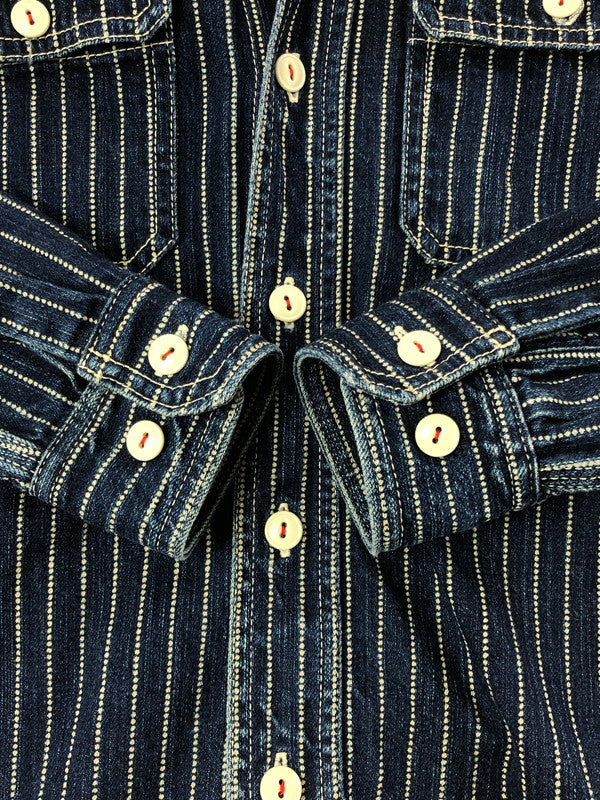 【中古品】【メンズ】 THE FLAT HEAD ザフラットヘッド WABASH DENIM SHIRT ウォバッシュ デニムシャツ 長袖シャツ 145-260926-na-23-tagh サイズ：サイズ不明 下記参照 カラー：インディゴ 万代Net店
