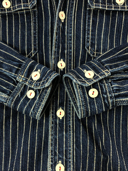 【中古品】【メンズ】 THE FLAT HEAD ザフラットヘッド WABASH DENIM SHIRT ウォバッシュ デニムシャツ 長袖シャツ 145-260926-na-23-tagh サイズ：サイズ不明 下記参照 カラー：インディゴ 万代Net店