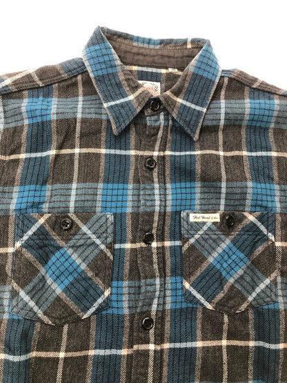 【中古品】【メンズ】 THE FLAT HEAD ザフラットヘッド GLORY PARK L/S FLANNEL SHIRT フランネルシャツ チェックシャツ 145-260926-na-05-tagh サイズ：36 カラー：ブルー/グレー 万代Net店