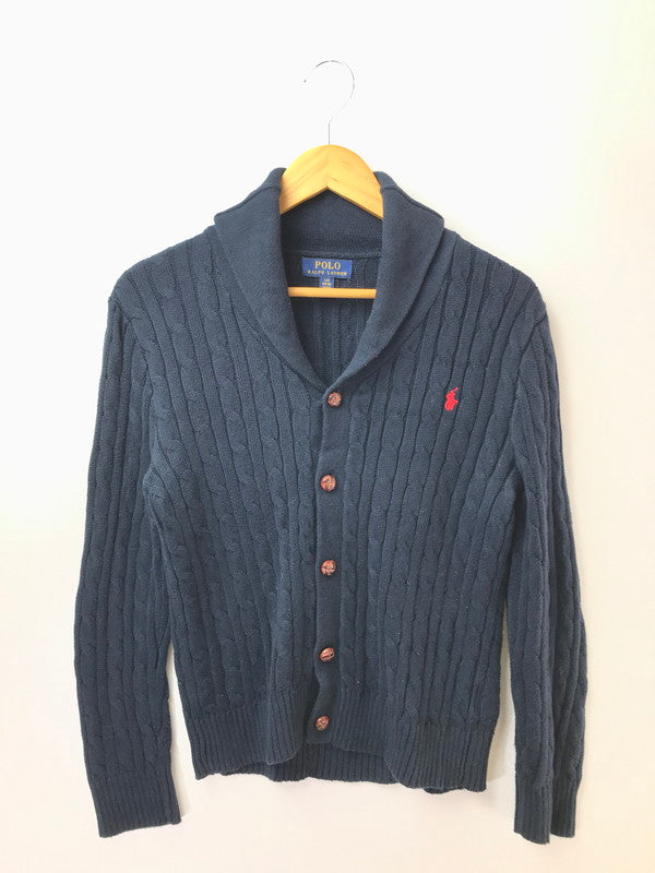 【中古品】【レディース】 POLO RALPH LAUREN ポロ・ラルフローレン CABLE KNIT CARDIGAN 323572625001 ケーブル ニット カーディガン 168-260926-na-11-tagh サイズ：L カラー：ネイビー 万代Net店