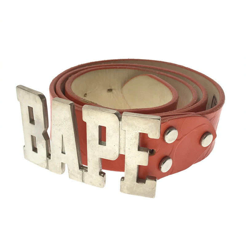 【中古品】【メンズ】 A BATHING APE アベイシングエイプ BAPE LOGO LEATHER BELT ORANGE ベイプ ロゴ レザー ベルト アクセサリー 205-261016-rt-05-tagh カラー：オレンジ 万代Net店