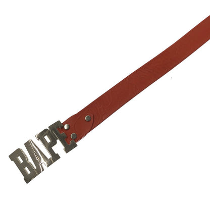 【中古品】【メンズ】 A BATHING APE アベイシングエイプ BAPE LOGO LEATHER BELT ORANGE ベイプ ロゴ レザー ベルト アクセサリー 205-261016-rt-05-tagh カラー：オレンジ 万代Net店