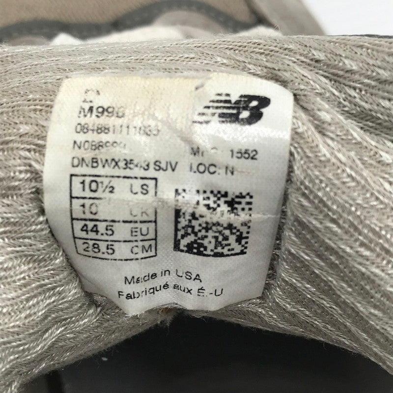 【現状渡し品】【メンズ】 NEW BALANCE ニューバランス GRAY M998 グレー スニーカー 靴 163-260926-rt-08-tagh サイズ：28.5cm US 10 1/2 カラー：グレー 万代Net店
