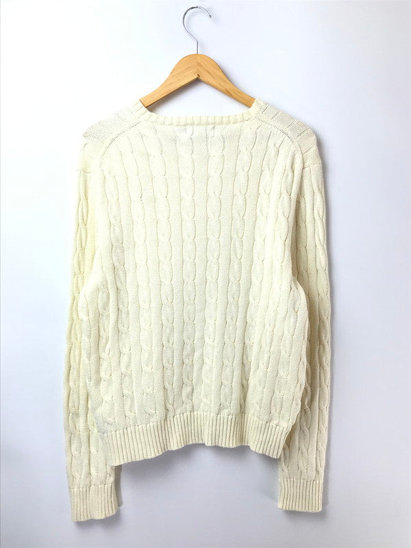 【中古品】【メンズ】 POLO RALPH LAUREN ポロ・ラルフローレン CABLE KNIT SWEATER ケーブル ニット セーター トップス 146-261002-rt-25-tagh サイズ：L カラー：ホワイト 万代Net店
