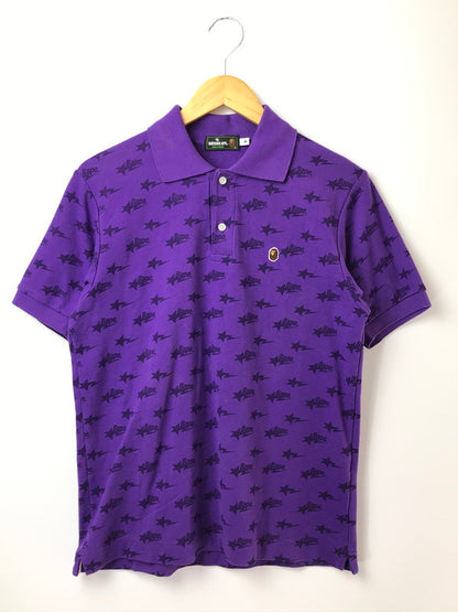 【中古品】【メンズ】 A BATHING APE アベイシングエイプ BAPE STA ALLOVER PRINT POLO SHIRT S/S オールオーバー プリント ポロシャツ トップス 142-261002-rt-21-tagh サイズ：M カラー：パープル 万代Net店