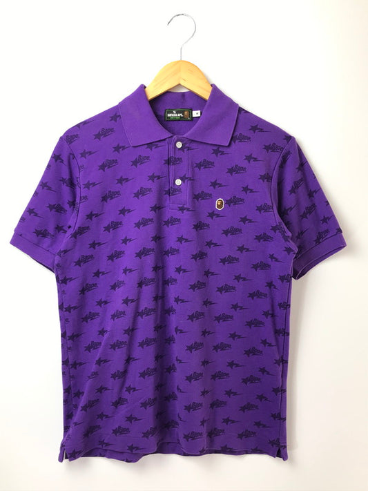 【中古品】【メンズ】 A BATHING APE アベイシングエイプ BAPE STA ALLOVER PRINT POLO SHIRT S/S オールオーバー プリント ポロシャツ トップス 142-261002-rt-21-tagh サイズ：M カラー：パープル 万代Net店