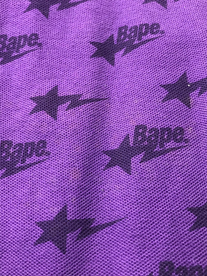 【中古品】【メンズ】 A BATHING APE アベイシングエイプ BAPE STA ALLOVER PRINT POLO SHIRT S/S オールオーバー プリント ポロシャツ トップス 142-261002-rt-21-tagh サイズ：M カラー：パープル 万代Net店