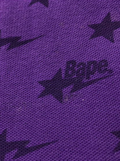 【中古品】【メンズ】 A BATHING APE アベイシングエイプ BAPE STA ALLOVER PRINT POLO SHIRT S/S オールオーバー プリント ポロシャツ トップス 142-261002-rt-21-tagh サイズ：M カラー：パープル 万代Net店