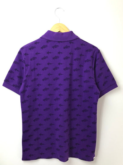 【中古品】【メンズ】 A BATHING APE アベイシングエイプ BAPE STA ALLOVER PRINT POLO SHIRT S/S オールオーバー プリント ポロシャツ トップス 142-261002-rt-21-tagh サイズ：M カラー：パープル 万代Net店