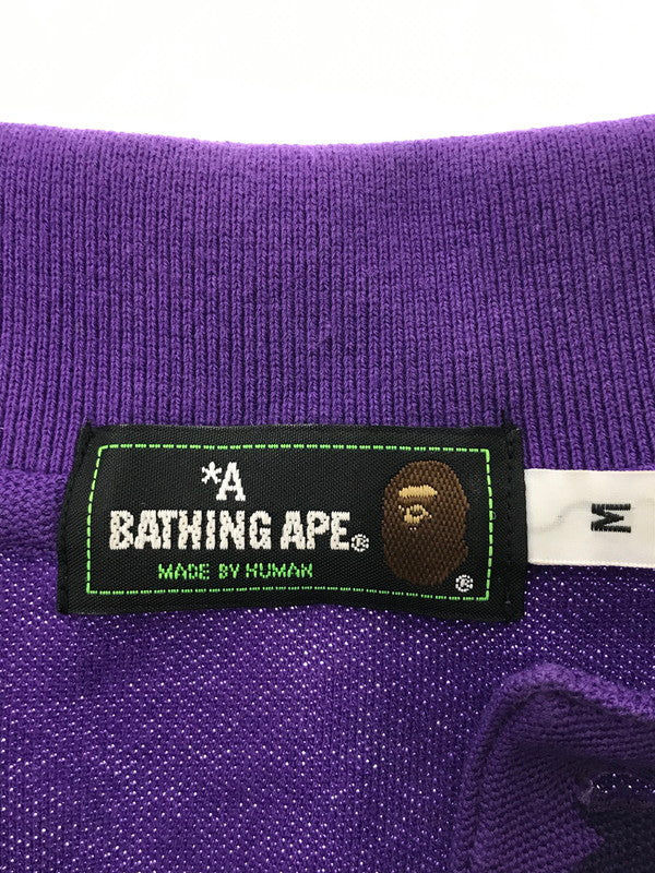 【中古品】【メンズ】 A BATHING APE アベイシングエイプ BAPE STA ALLOVER PRINT POLO SHIRT S/S オールオーバー プリント ポロシャツ トップス 142-261002-rt-21-tagh サイズ：M カラー：パープル 万代Net店