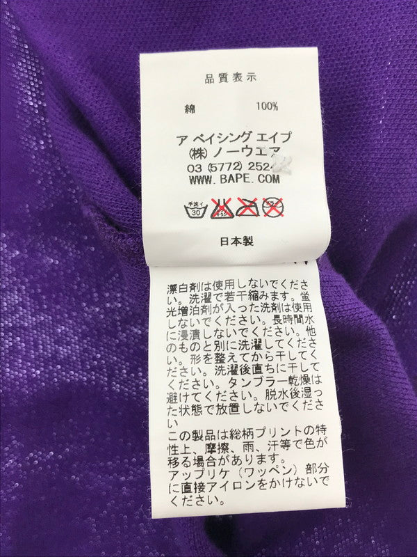 【中古品】【メンズ】 A BATHING APE アベイシングエイプ BAPE STA ALLOVER PRINT POLO SHIRT S/S オールオーバー プリント ポロシャツ トップス 142-261002-rt-21-tagh サイズ：M カラー：パープル 万代Net店