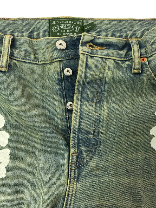 【中古品】【メンズ】 DENIM TEARS デニムティアーズ STRAIGHT DENIM PANTS SS26BSTRAIGHT1683 ストレート デニムパンツ ボトムス "DIRTY WASH" 153-261001-na-05-tagh サイズ：34/34 カラー：ライトインディゴ 万代Net店